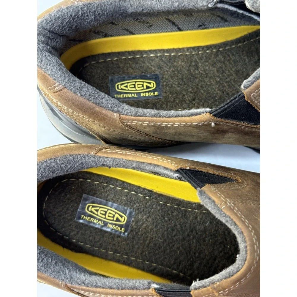 Keen Thermal Waterproof Slip On Insulated Shoes Mens Sz 13 Brown Leather Work